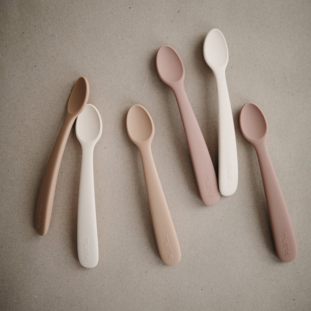 Silicone Feeding Spoons 2-pack - Blush/Shifting Sand - Mushie