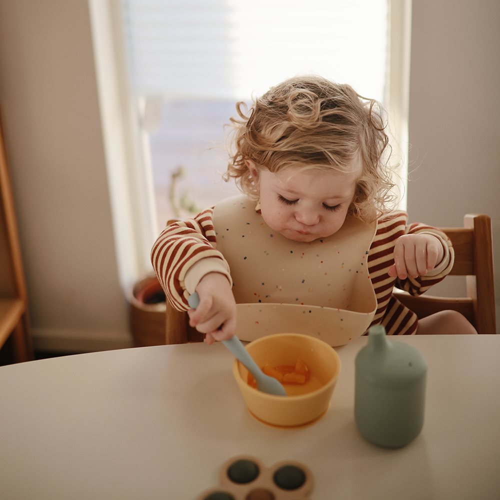 Silicone Feeding Spoons 2-pack - Cambridge Blue/Shifting Sand - Mushie