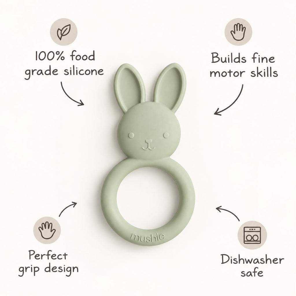 Silicone Teether – Bunny – Sage - Mushie