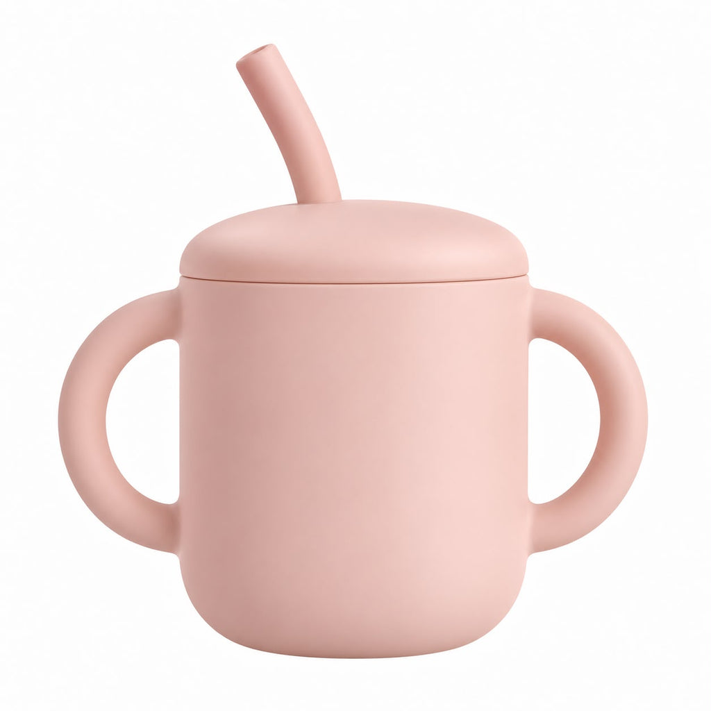 Silicone Training Cup + Straw – Blush - Mushie