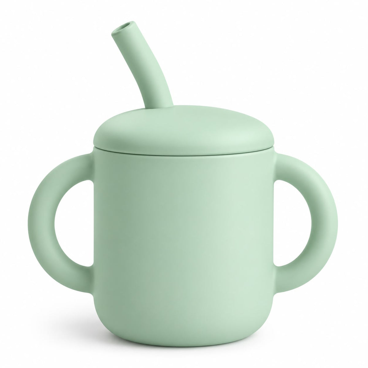 Silicone Training Cup + Straw - Cambridge Blue - Mushie