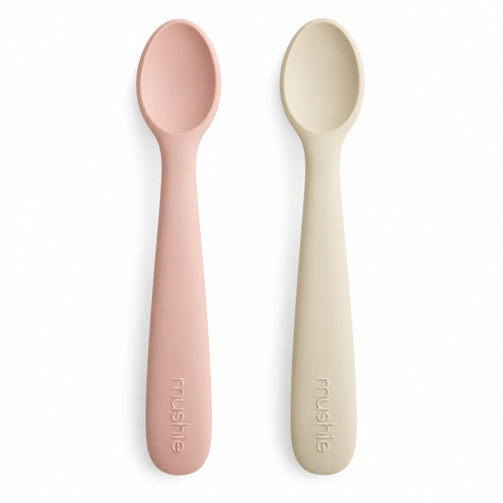 Silicone Feeding Spoons 2-pack - Blush/Shifting Sand - Mushie
