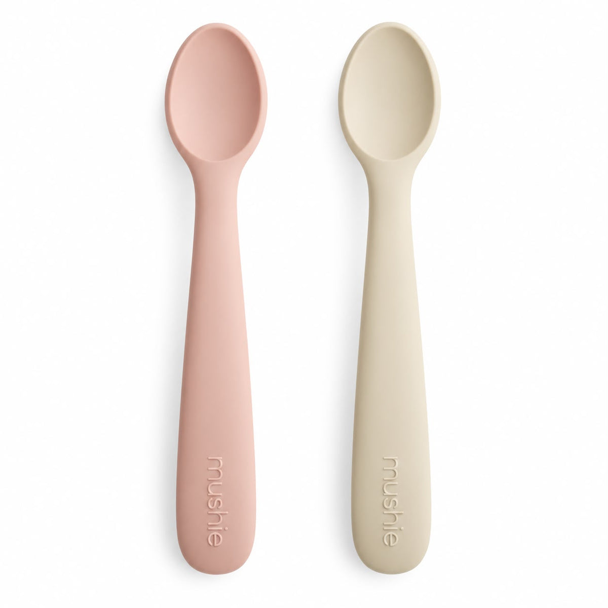 Silicone Feeding Spoons 2-pack - Blush/Shifting Sand - Mushie