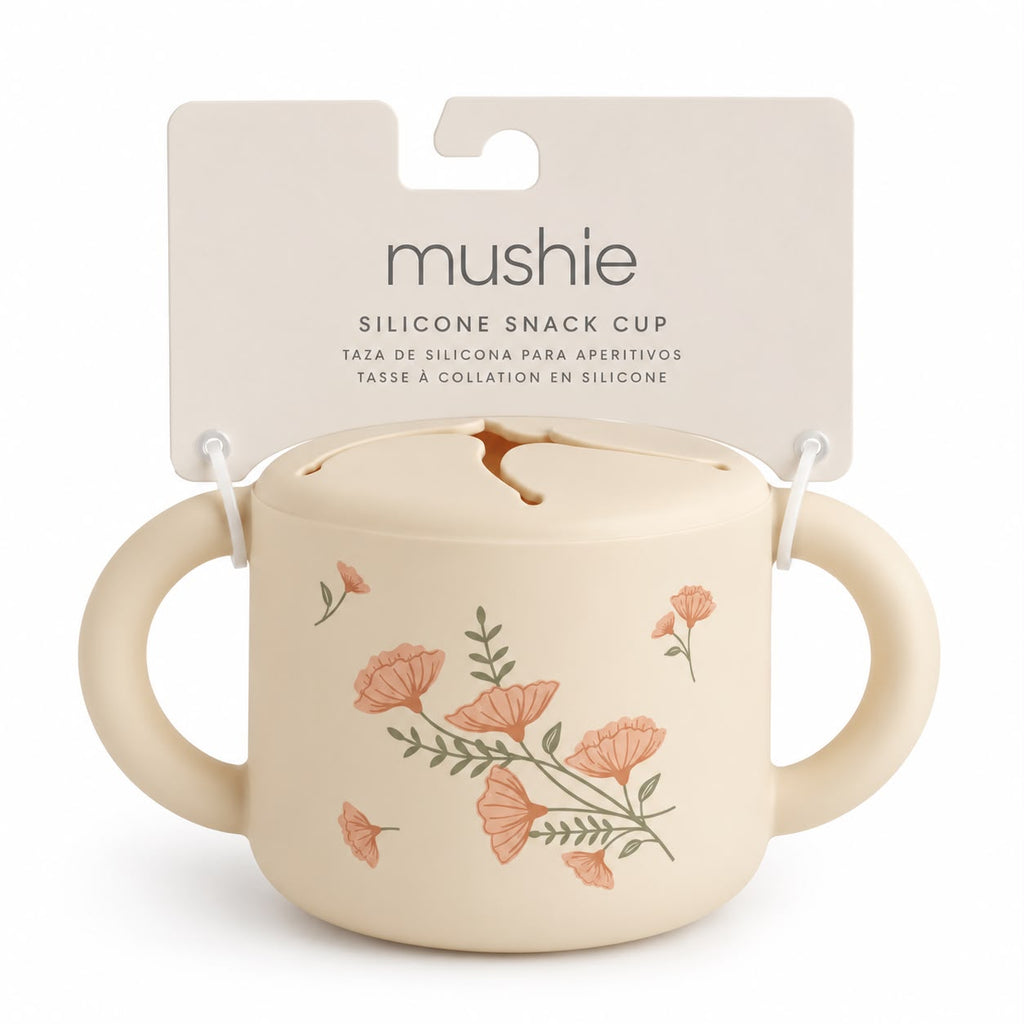 Silicone Snack Cup - Pink Flowers - Mushie