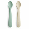 Silicone Feeding Spoons 2-pack - Cambridge Blue/Shifting Sand - Mushie